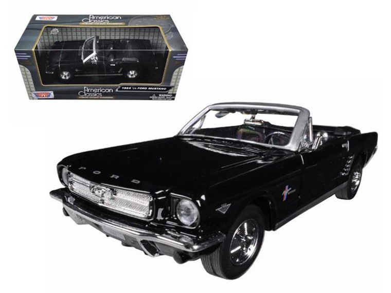 1964 1/2 Ford Mustang Convertible Black 1/24 Diecast Model Car By Motormax (Pack Of 2) 73212
