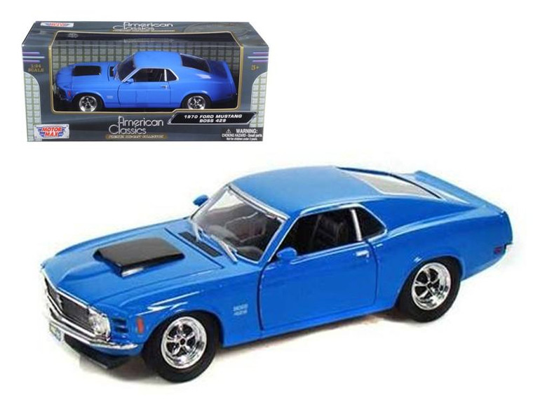 1970 Ford Mustang Boss 429 Blue 1/24 Diecast Model Car By Motormax (Pack Of 2) 73303AC/BL