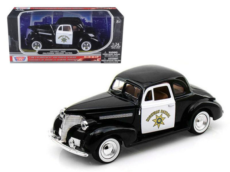 1939 Chevrolet Coupe California Highway Patrol Chp 1/24 Diecast Car Model By Motormax (Pack Of 2) 76453