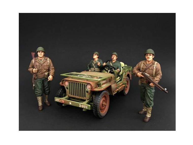 US Army WWII 4 Piece Figure Set For 1:18 Scale Models by American Diorama 77410-77411-77412-77413