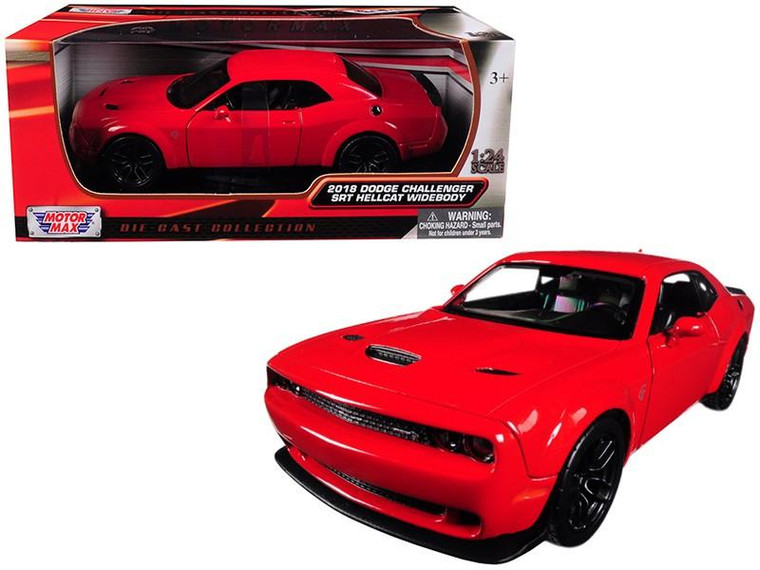 2018 Dodge Challenger Srt Hellcat Widebody Red 1/24 Diecast Model Car By Motormax (Pack Of 2) 79350R