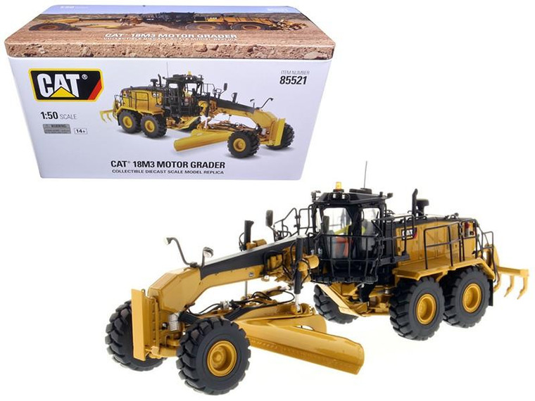 CAT Caterpillar 18M3 Motor Grader with Operator "High Line Series" 1/50 Diecast Model by Diecast Masters 85521