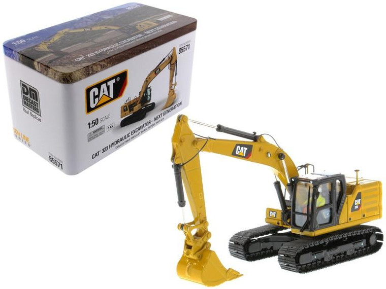 CAT Caterpillar 323 Hydraulic Excavator with Operator Next Generation Design High Line Series 1/50 Diecast Model by Diecast Masters 85571