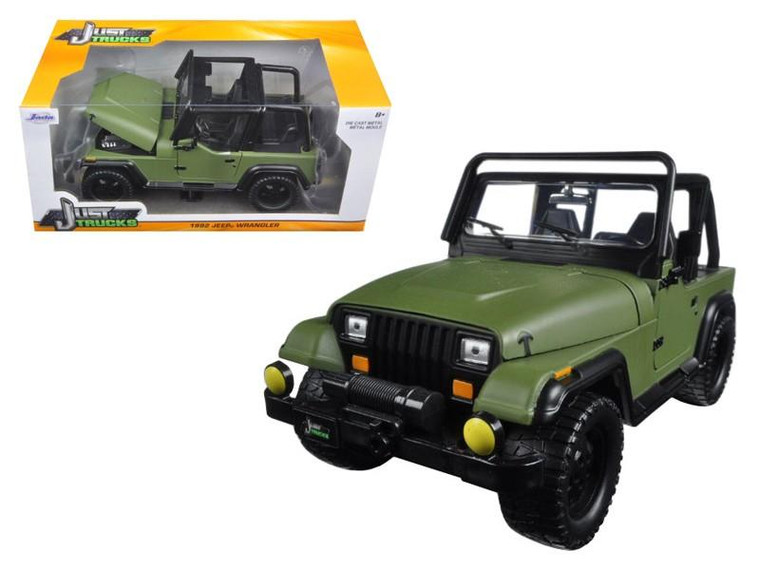 1992 Jeep Wrangler Matt Green 1/24 Diecast Model Car By Jada (Pack Of 2) 98132