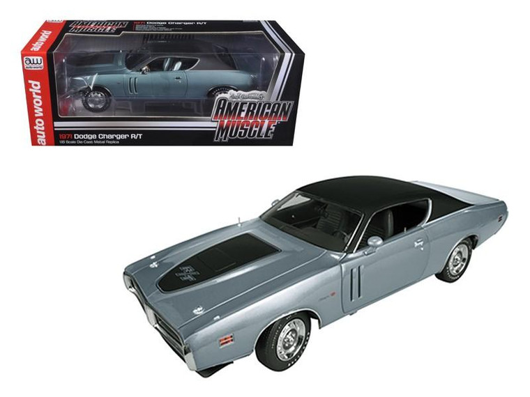 1971 Dodge Charger R/T Hemi (GA4) Gunmetal Grey Limited to 1250pc 1/18 Diecast Model Car by Autoworld AMM974