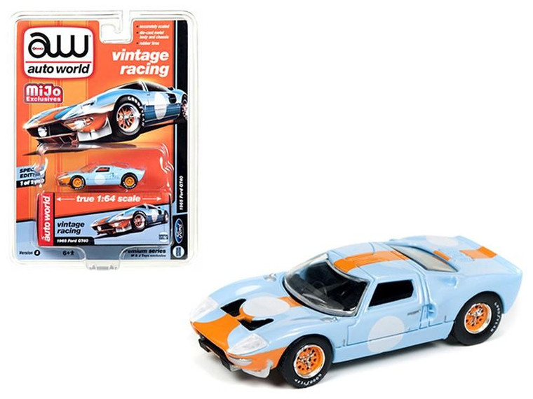 1965 Ford Gt40 Vintage Racing 1/64 Diecast Model Car By Autoworld (Pack Of 3) CP7431