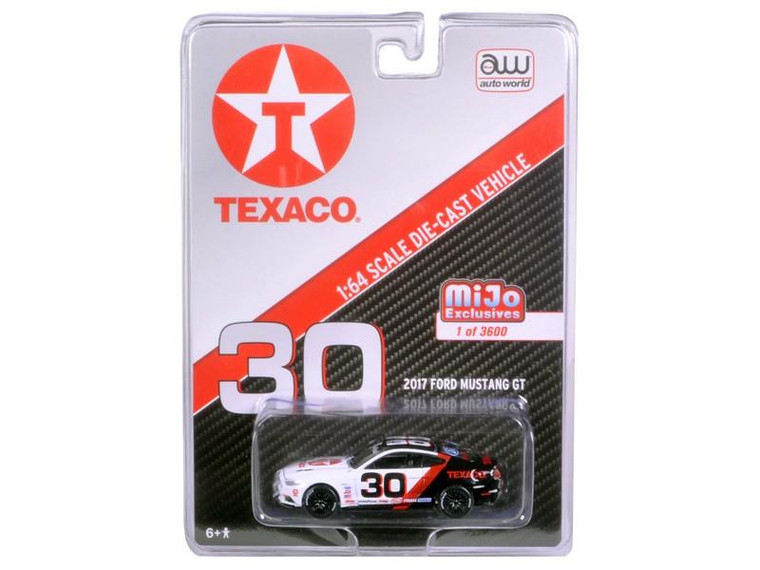 2017 Ford Mustang Gt Texaco Racing #30 Black And White Limited Edition To 3600Pcs 1/64 Diecast Model Car By Autoworld (Pack Of 3) CP7438