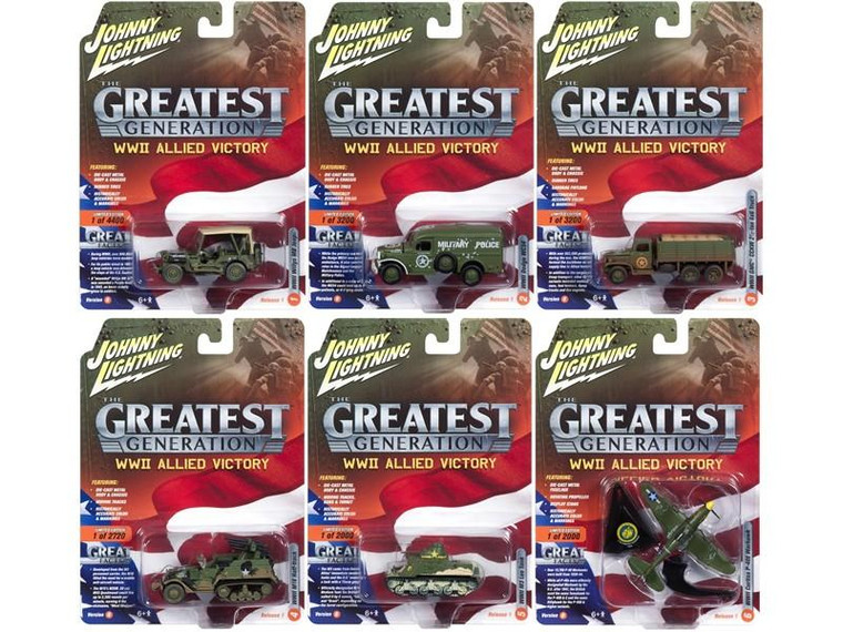 "The Greatest Generation" Military Battle Scarred / Dirty Version Release 1 Set B 1/64 1/87 1/100 1/144 Diecast Models by Johnny Lightning JLML001B
