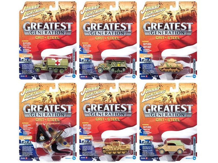 "The Greatest Generation" Military Release 2 Set B of 6 Limited Edition to 2500 pieces Worldwide 1/64 1/87 1/100 1/144 Diecast Models by Johnny Lightning JLML002B