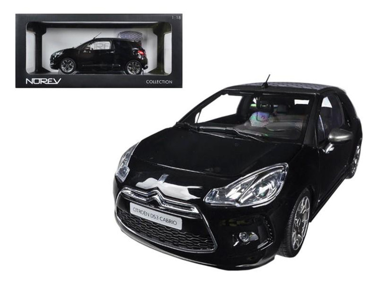 2013 Citroen DS3 A56 Cabrio Black 1/18 Diecast Car Model by Norev NO181545