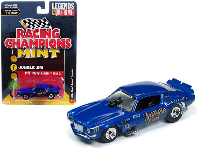 1970 Chevrolet Camaro Funny Car "Jungle Jim" Blue Limited Edition To 3200 Pieces Worldwide 1/64 Diecast Model Car By Racing Champions (Pack Of 3) RC008-RCSP002