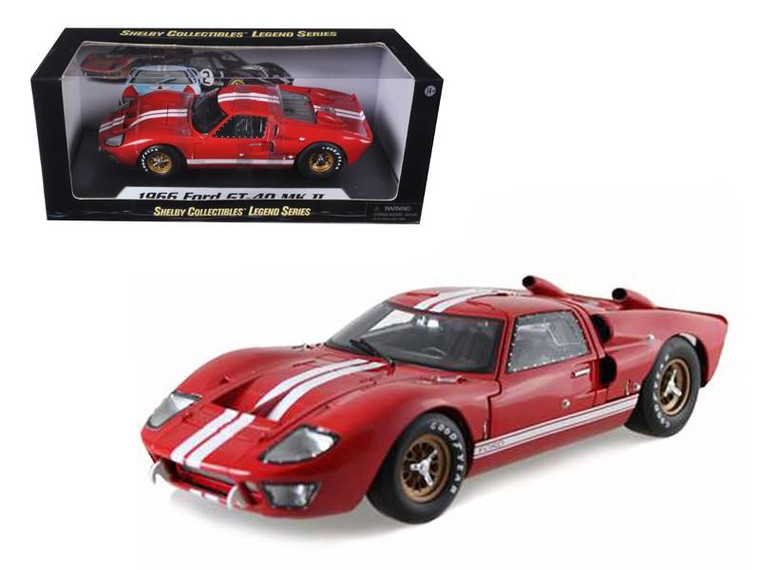 1966 Ford GT40 GT 40 Mark II Red 1/18 Diecast Model Car by Shelby Collectibles SC400