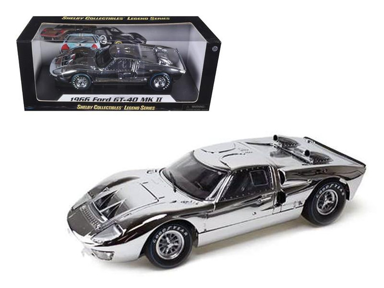 1966 Ford GT40 Chrome Edition Limited to 500pc Worldwide 1/18 Diecast Car Model by Shelby Collectibles SC413