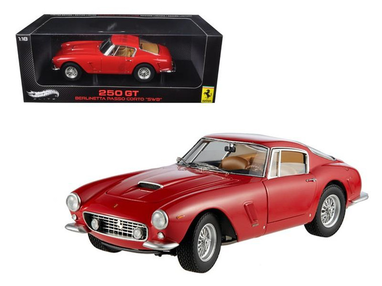 1961 Ferrari 250 GT Passo Corto"SWB" Elite Edition Red 1/18 Diecast Model Car by Hotwheels V8377