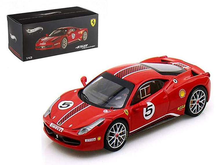 Ferrari 458 Italia Challenge #5 Red Elite Edition 1/43 Diecast Car Model by Hotwheels X5504