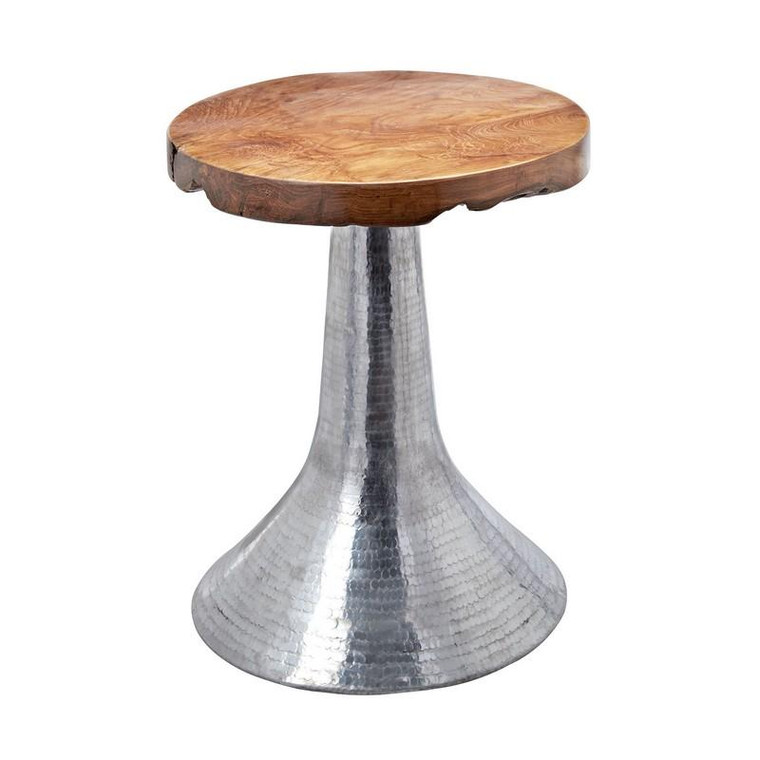 Dimond Home Hammered Decorative Teak Table in Silver 162-005