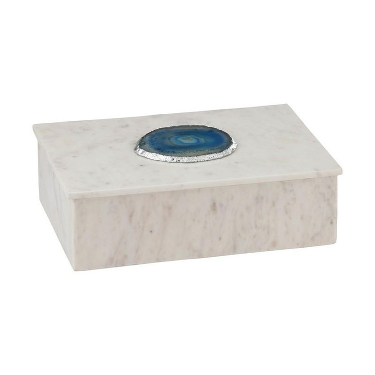 Dimond Home Antilles Box In White Marble And Blue Agate 8989-020