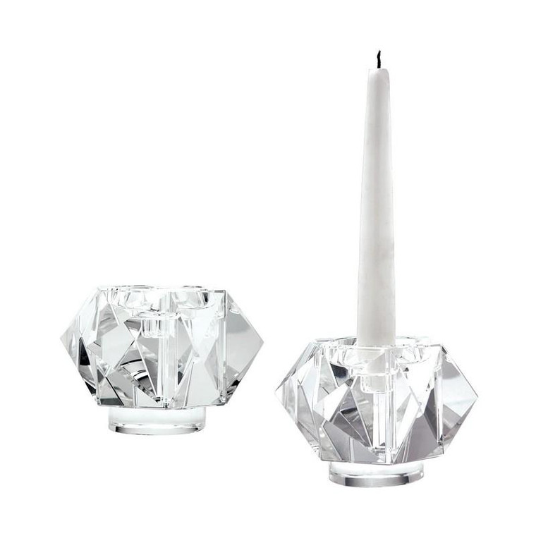 Faceted Star Crystal Candle Holders -Small Set Of 2 980010/S2