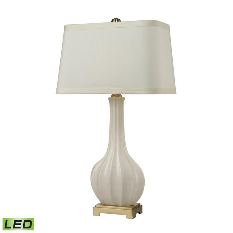 Dimond Fluted Ceramic Led Table Lamp In White D2596-LED