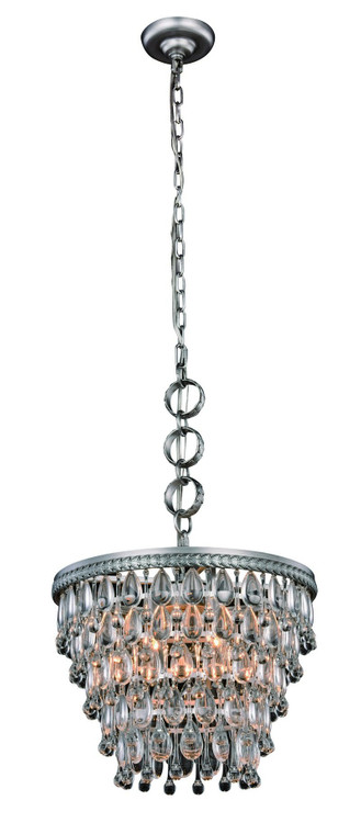 Elegant Nordic 4 Light Antique Silver Pendant Clear Royal Cut Crystal 1219D16AS/RC