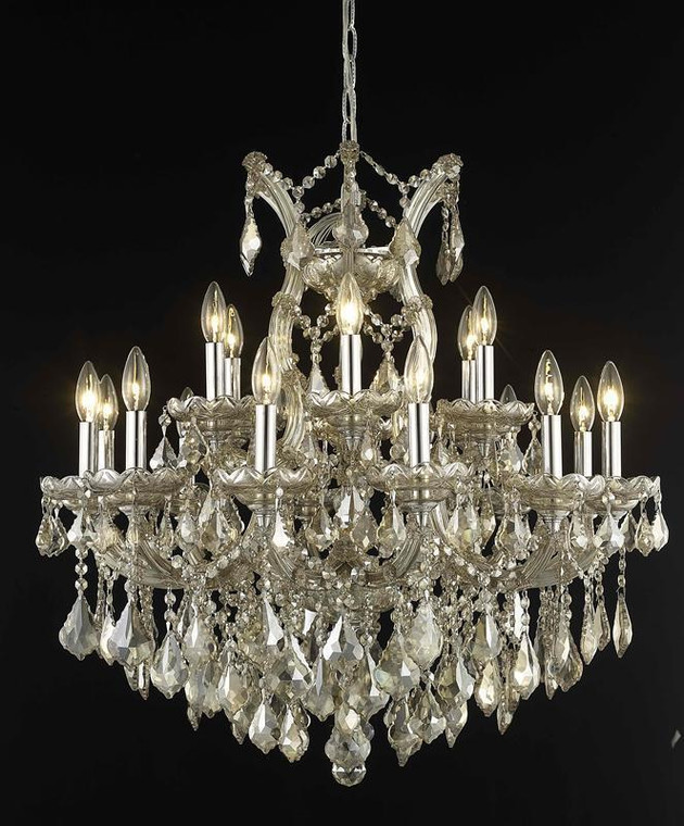 Elegant Maria Theresa 19 Light Golden Teak Chandelier Golden Teak (Smoky) Royal Cut Crystal 2800D30GT-GT/RC