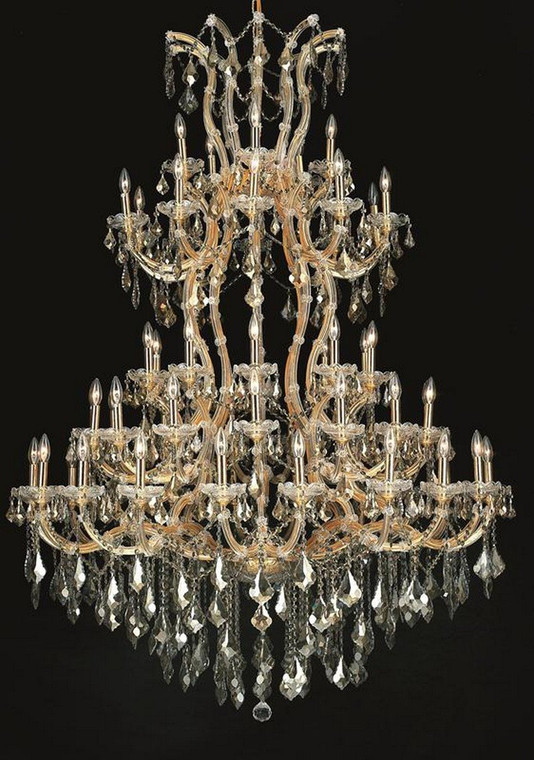 Elegant Maria Theresa 85 Light Gold Chandelier Golden Teak (Smoky) Swarovski® Elements Crystal 2800G96G-GT/SS