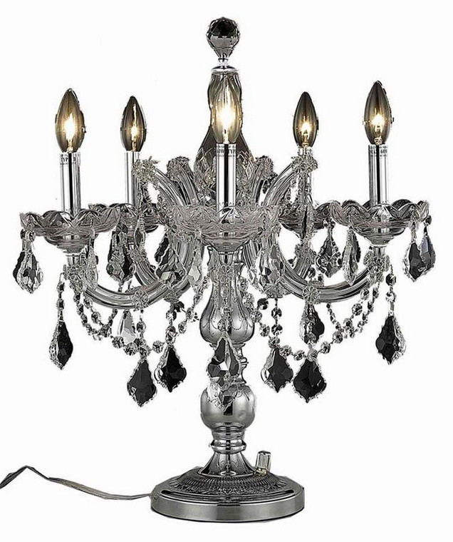 Elegant Maria Theresa 5 Light Chrome Table Lamp Clear Elegant Cut Crystal 2800TL19C/EC