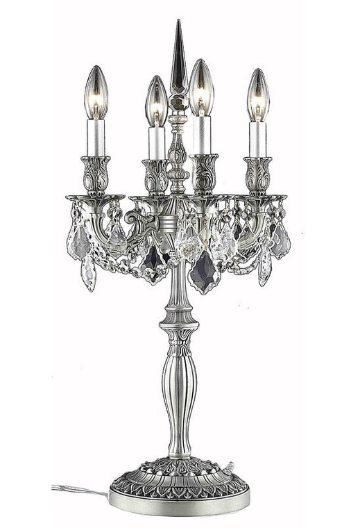 Elegant Rosalia 4 Light Pewter Table Lamp Clear Royal Cut Crystal 9204TL12PW/RC