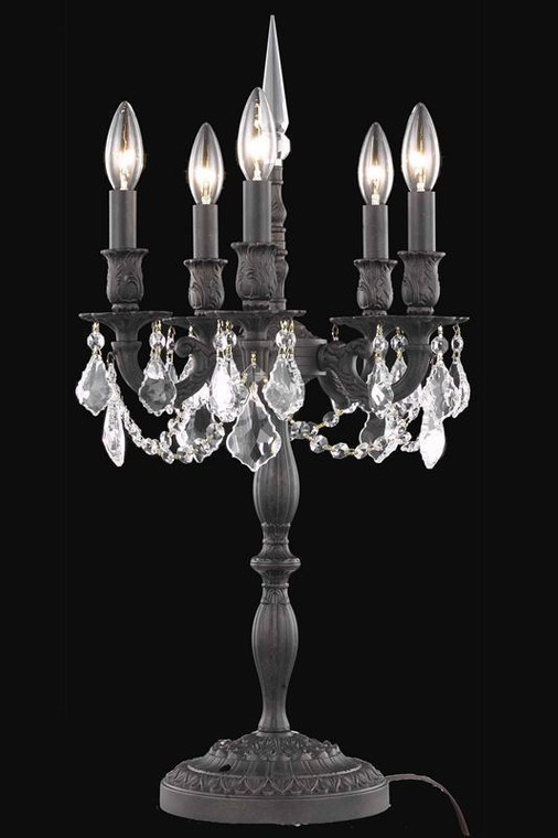 Elegant Rosalia 5 Light Dark Bronze Table Lamp Clear Swarovski® Elements Crystal 9205TL13DB/SS
