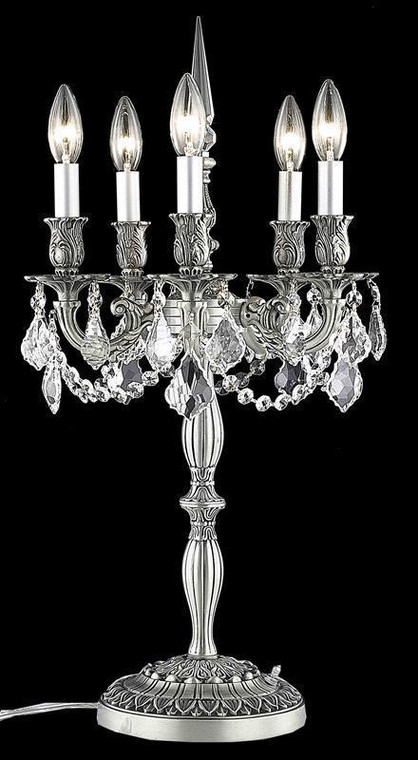 Elegant Rosalia 5 Light Pewter Table Lamp Clear Swarovski® Elements Crystal 9205TL13PW/SS