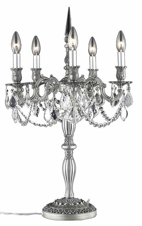 Elegant Rosalia 5 Light Pewter Table Lamp Clear Spectra® Swarovski® Crystal 9205TL18PW/SA