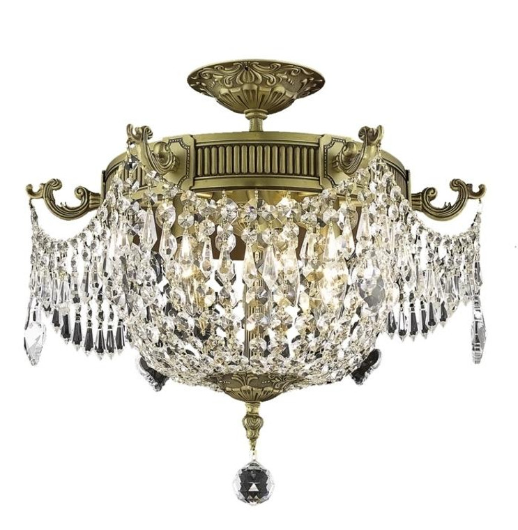 Elegant Esperanza 3 Light French Gold Flush Mount Clear Swarovski® Elements Crystal 9303F18FG/SS