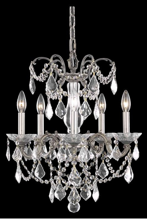 Elegant Athena 5 Light Pewter Pendant Clear Royal Cut Crystal 9705D18PW/RC