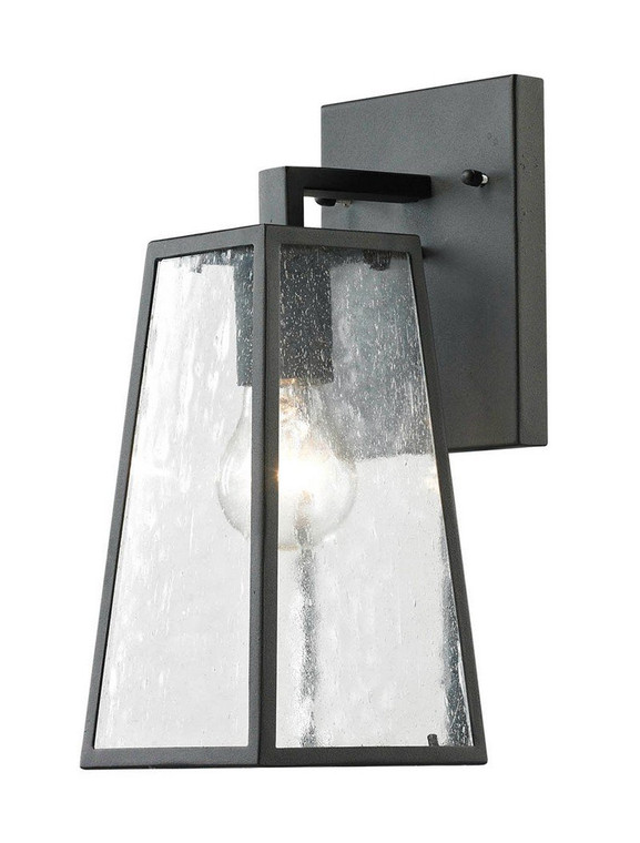 Elegant Outdoor Wall Lantern D:5 H:11.8 60W Matte Black Finish Clear Seedy Glass Lens LDOD2200