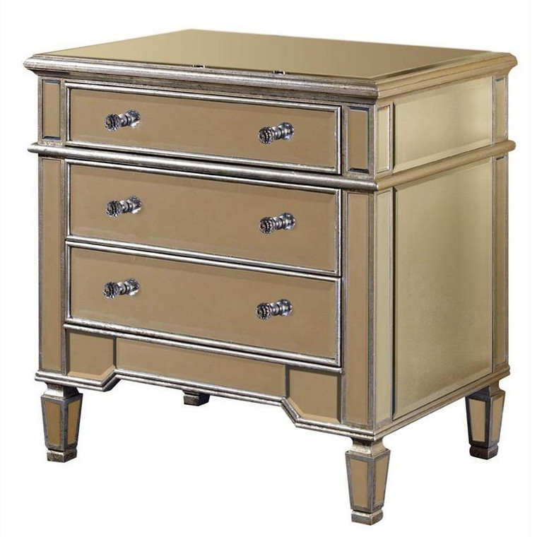 Elegant 3 Drawer Cabinet 30 In. X 20 In. X 30 In. In Silver Leaf MF1-1002SC