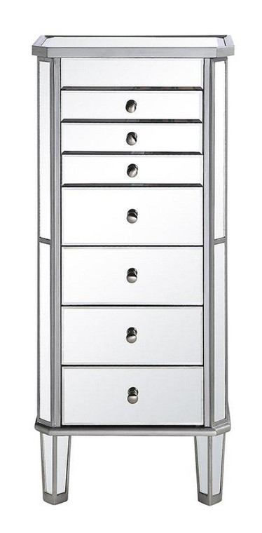 Elegant 7 Drawer Jewelry Armoire 18 In. X 12 In. X 41 In. In Silver Clear MF6-1003SC