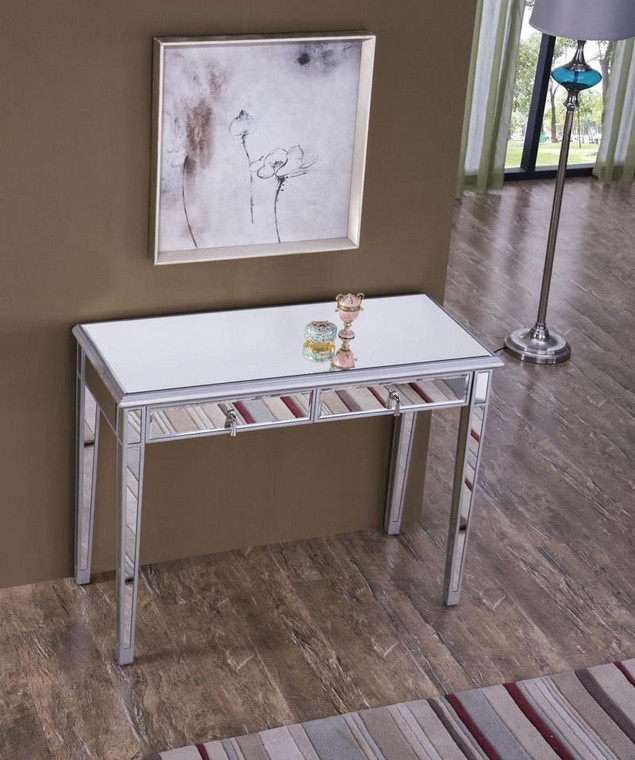Elegant Vanity Table 42 In. X 18 In. X 31 In. In Silver Paint MF6-1006S