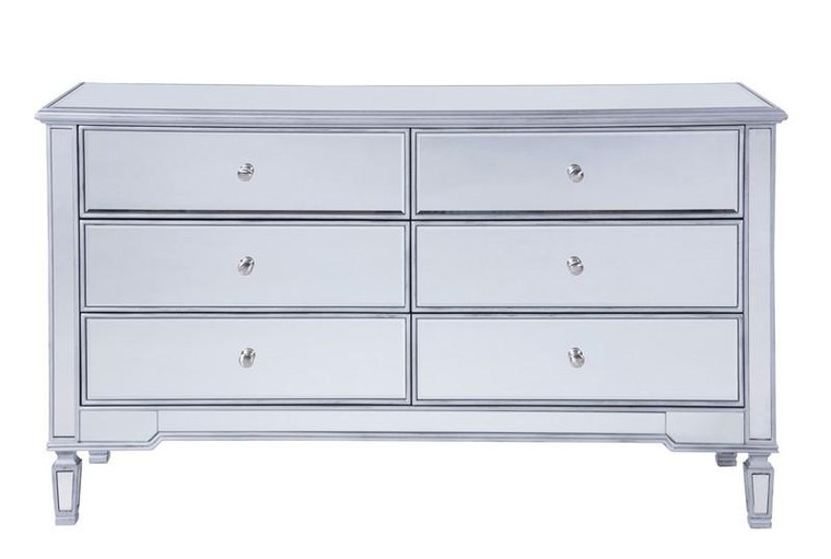 Elegant 6 Drawers Cabinet 60 In. X 20 In. X 34 In. In Silver Paint MF6-1036S