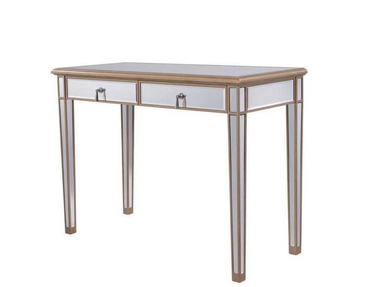 Elegant 2 Drawers Dressing Table 42 In. X 18 In. X 31 In. In Gold Paint MF6-1106G