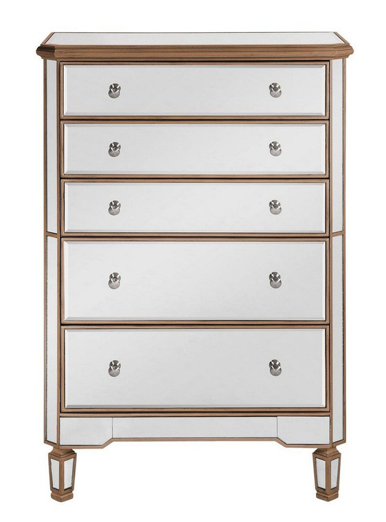 Elegant 5 Drawer Cabinet 33 In. X 16 In. X 49 In. In Gold Paint MF6-1126G