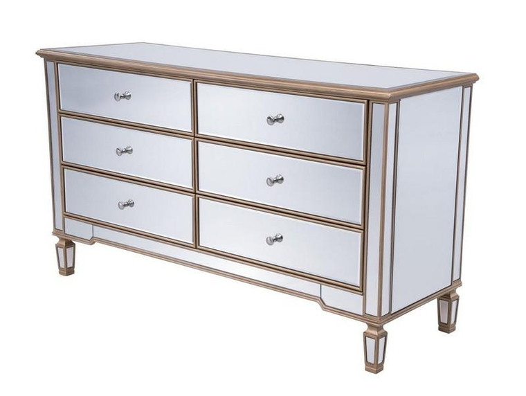 Elegant 6 Drawers Cabinet 60 In. X 20 In. X 34 In. In Gold Paint MF6-1136G