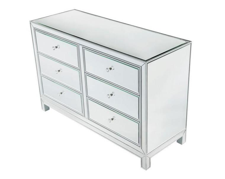 Elegant Dresser 6 Drawers 48In. W X 18In. Din. X 32In. H In Antique Silver Paint MF72017