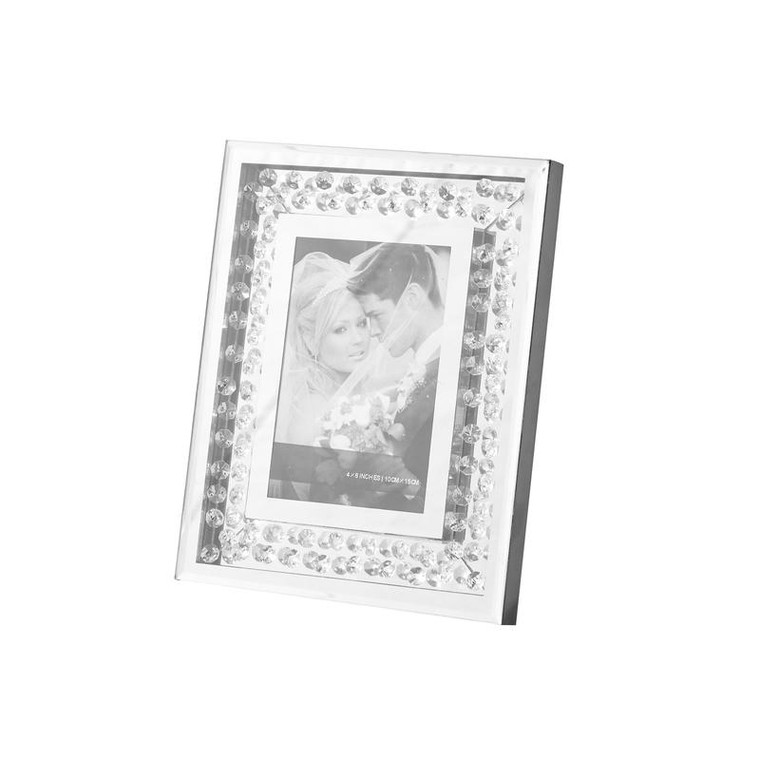 Elegant Sparkle 10 In. Contemporary Crystal Photo Frame In Clear MR9104