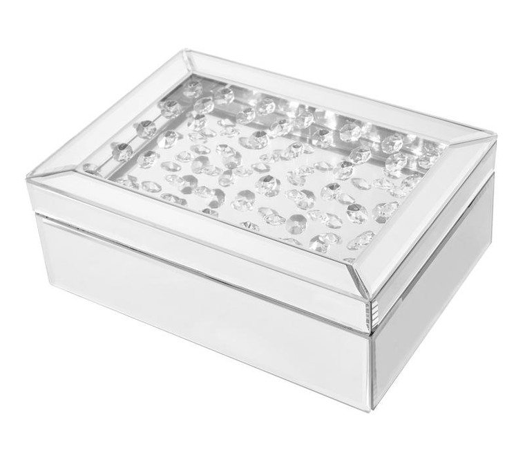 Elegant Sparkle 10 In. Contemporary Crystal Jewelry Box In Clear MR9119