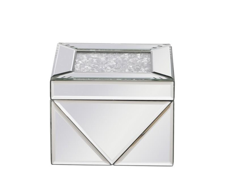Elegant 6 Inch Square Crystal Jewelry Box Silver Royal Cut Crystal MR9210