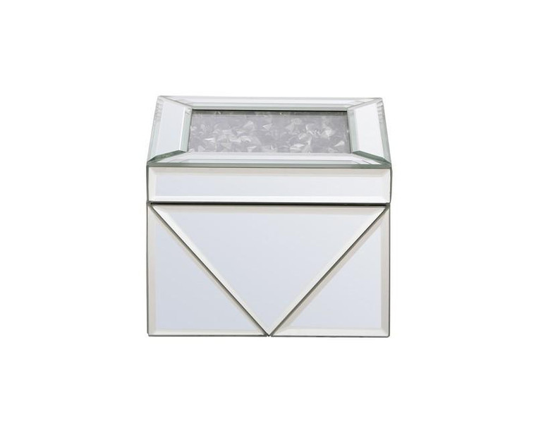 Elegant 5 Inch Square Crystal Jewelry Box Silver Royal Cut Crystal MR9212