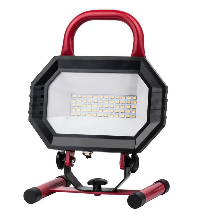 Elegant Led Portable Work Light, 4000K, 100°, Cri80, Ul, 30W, 220W Equivalent, 35000Hrs, Lm2000, Non-Dimmable, 3 Years Warranty,Input Voltage 120V, Red PWL5002R