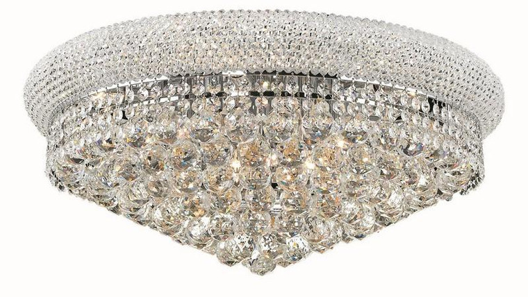 Elegant Primo 12 Light Chrome Flush Mount Clear Elegant Cut Crystal V1800F24C/EC