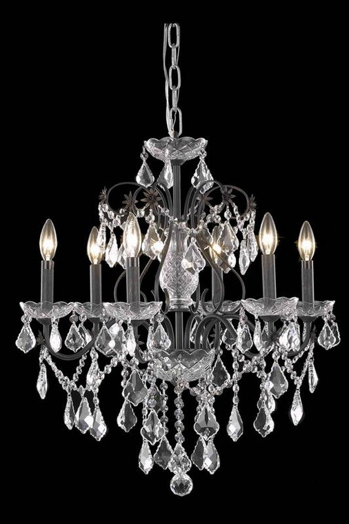 Elegant St. Francis 6 Light Dark Bronze Chandelier Clear Royal Cut Crystal V2015D24DB/RC