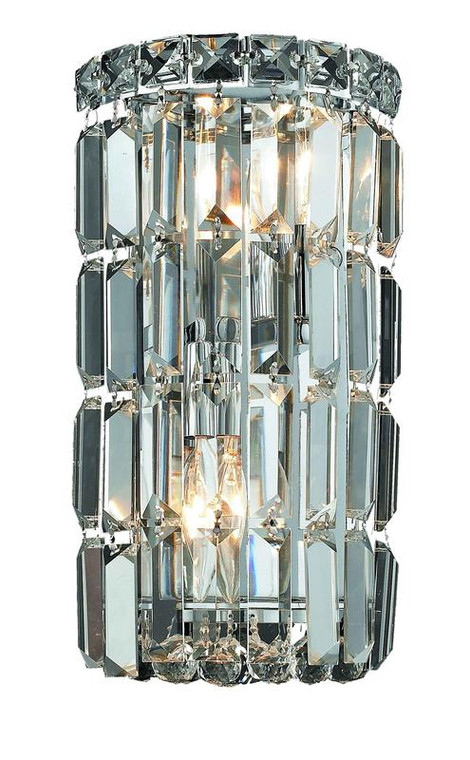 Elegant Maxime 2 Light Chrome Wall Sconce Clear Royal Cut Crystal V2030W6C/RC